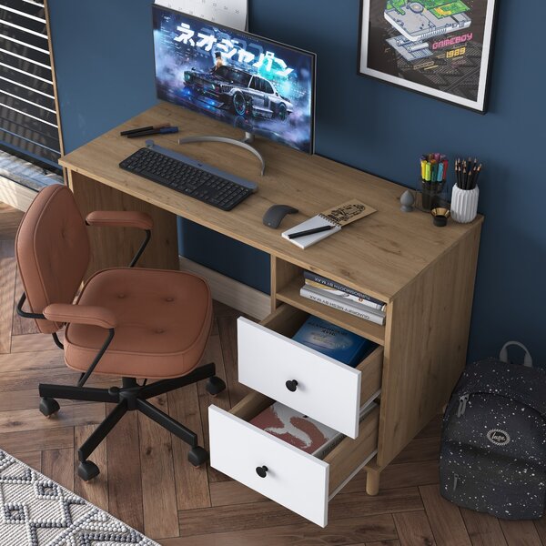 Kalune Design Psací stůl Hanis 120 cm ořech/bílý