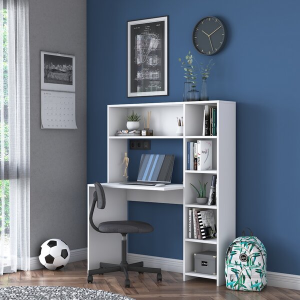 Kalune Design Psací stůl s regálem Hapos 113 cm bílý