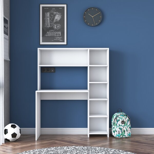 Kalune Design Psací stůl s regálem Hapos 113 cm bílý