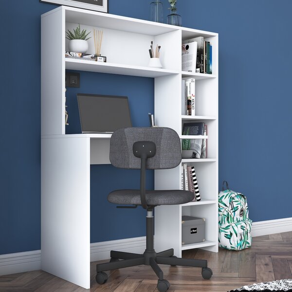 Kalune Design Psací stůl s regálem Hapos 113 cm bílý