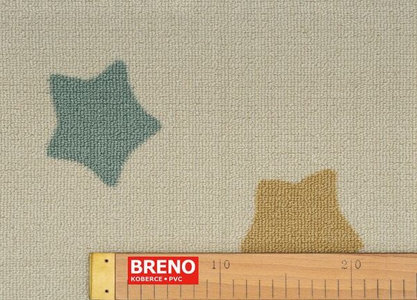 Breno Metrážový koberec LUNA P4239CM/01A2 dětský motiv barevné hvězdy na béžové, šíře 400 cm
