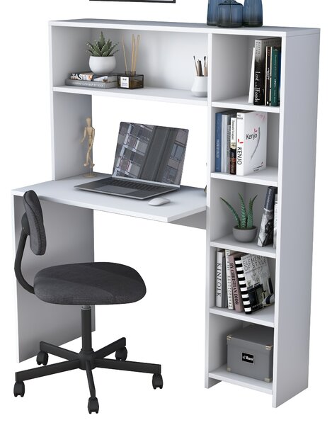 Kalune Design Psací stůl s regálem Hapos 113 cm bílý