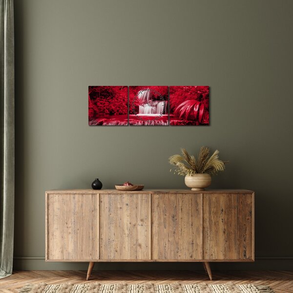 Obraz - Indonéské vodopády v červené (s hodinami) (90x30 cm)