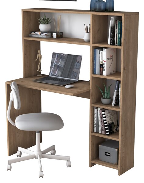Kalune Design Psací stůl s regálem Hapos 113 cm dub přírodní