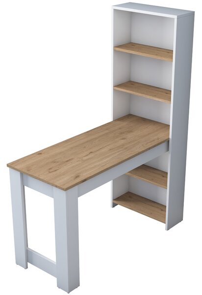 Kalune Design Psací stůl s regálem Jennifer 120 cm bílý/ořech
