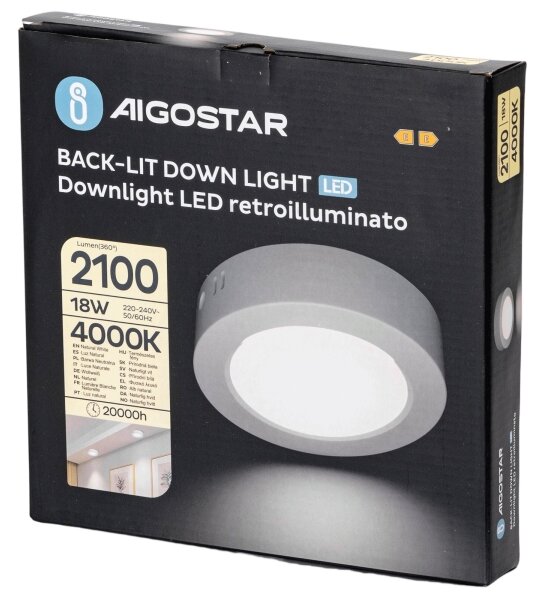 Aigostar - LED Stropní přisazené svítidlo LED/18W/230V pr. 22,6 cm 4000K bílá