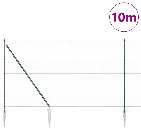 Hexagonální plot s podpěrou 10 x 1,5 m Ocel potažená PVC Zelená 3353073