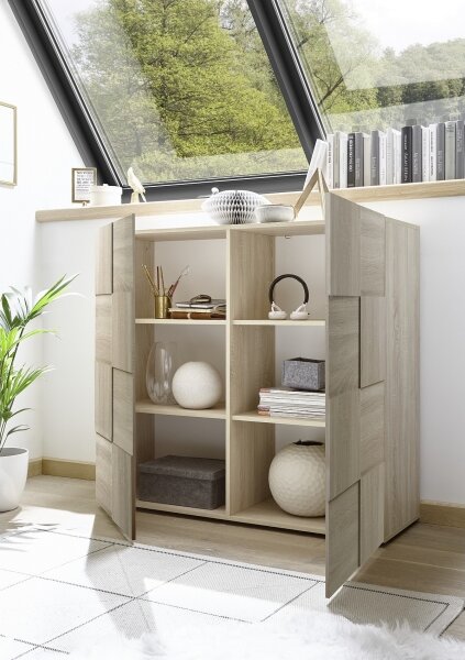 Komoda SERIAN 121x111x43 cm dub sonoma