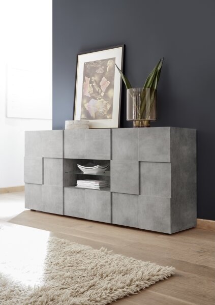 Komoda SERIAN 181x84x43 cm šedá beton