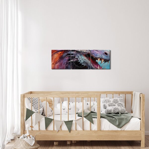 Obraz - Ilustrace draka (s hodinami) (90x30 cm)