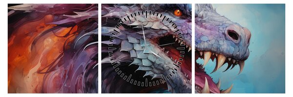 Obraz - Ilustrace draka (s hodinami) (90x30 cm)