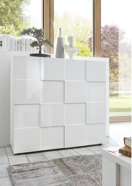 Komoda SERIAN 121x111x43 cm bílá