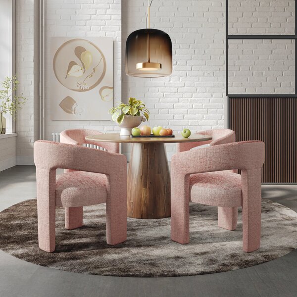 LivinHill Designové čalouněné jídelní křeslo Leith růžové
