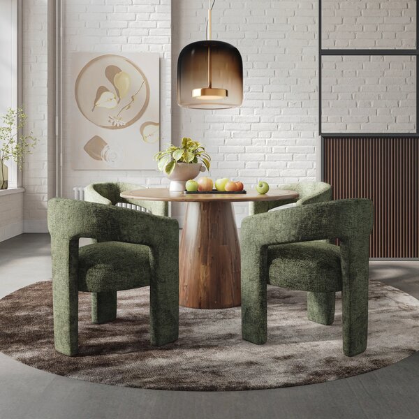 LivinHill Designové čalouněné jídelní křeslo Leith olivové