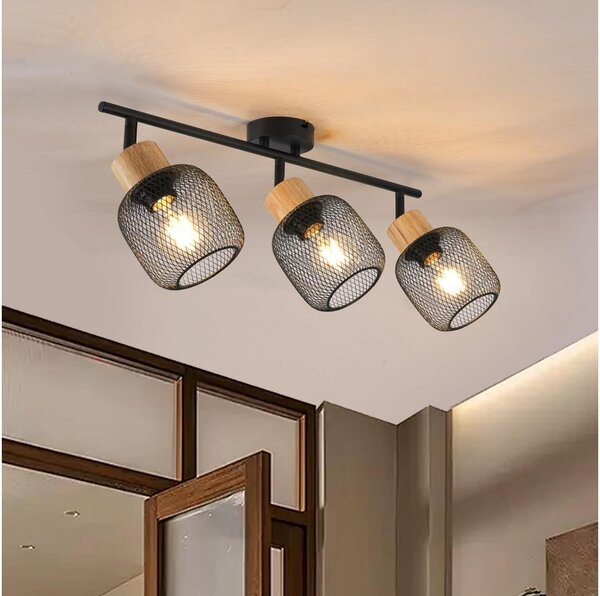 Brilagi - Bodové svítidlo BASKLITE 3xE27/15W/230V dřevo/černá