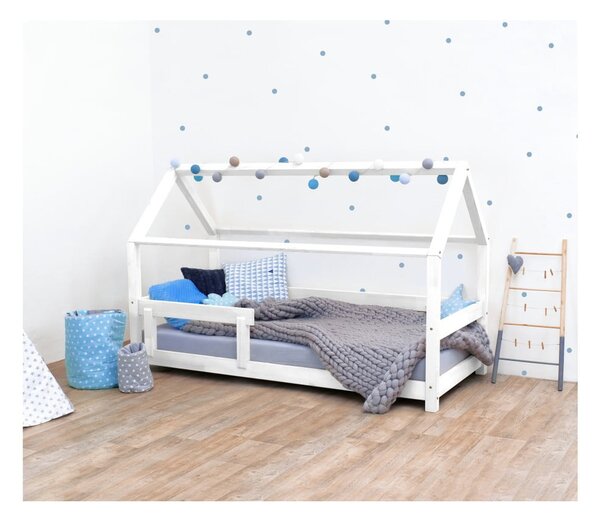 Bílá dětská postel s bočnicí ze smrkového dřeva Benlemi Tery, 90 x 180 cm