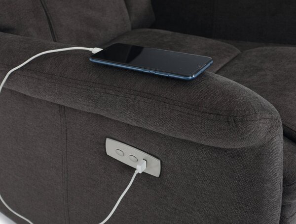 TV křeslo HUGO s elektrickým polohováním — látka, hnědá