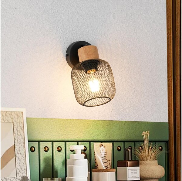Brilagi - Nástěnné bodové svítidlo BASKLITE 1xE27/15W/230V dřevo/černá