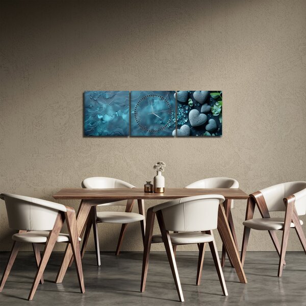 Obraz - Kameny tvaru srdce (s hodinami) (90x30 cm)