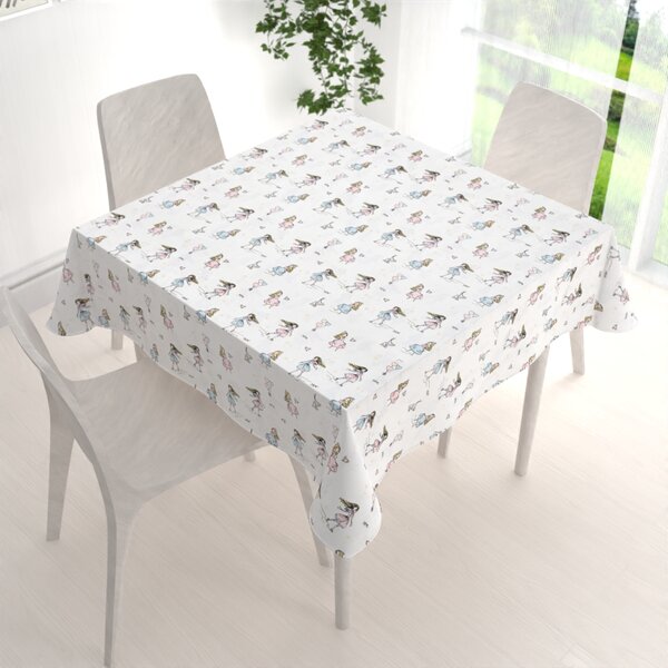 Biante Dětský bavlněný čtvercový ubrus Sandra SA-261 Krasobruslařky na krémovém 80x80 cm