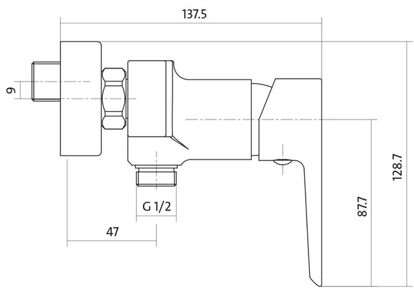 Cersanit Mille sprchová baterie nastěnná chrom-černá S951-034