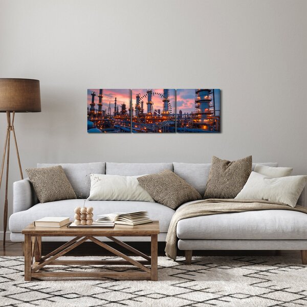 Obraz - Průmyslový závod (s hodinami) (90x30 cm)