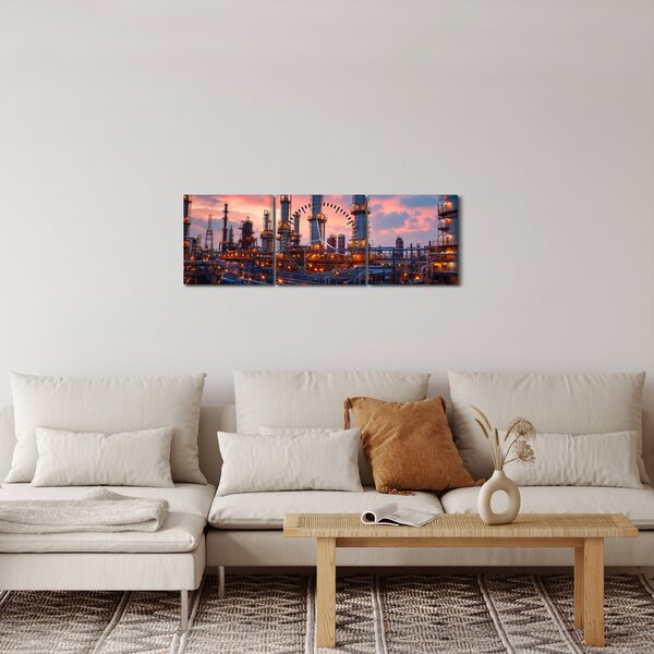 Obraz - Průmyslový závod (s hodinami) (90x30 cm)