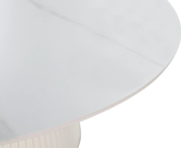 LivinHill Jídelní stůl Modig 120 cm eko kůže ecru/mramor
