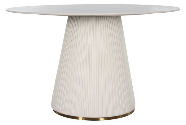 LivinHill Jídelní stůl Modig 120 cm eko kůže ecru/mramor