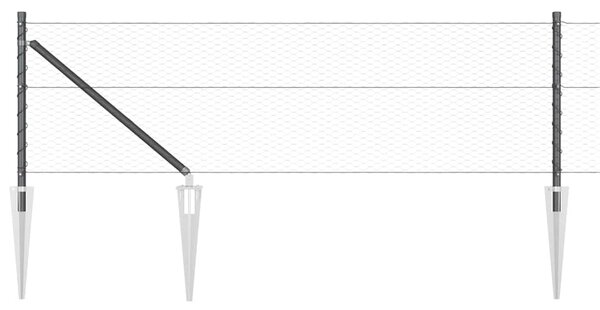 Hexagonální plot s podpěrou 50 x 0,6 m Ocel potažená PVC Šedá 3353264