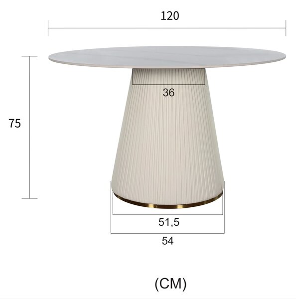LivinHill Jídelní stůl Modig 120 cm eko kůže ecru/mramor