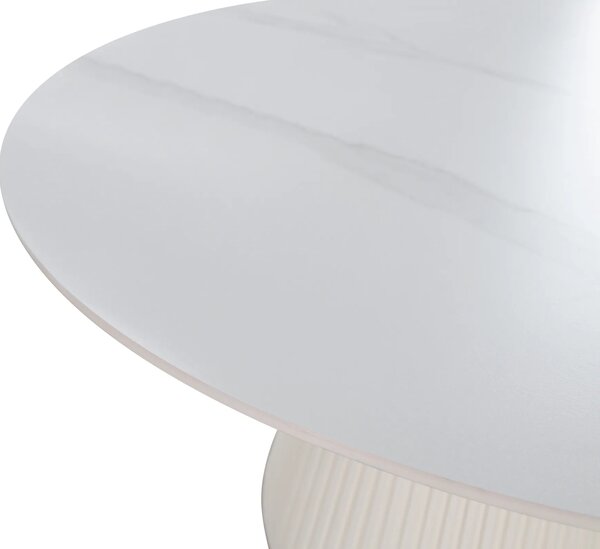 LivinHill Jídelní stůl Modig 120 cm eko kůže ecru/mramor