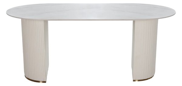 LivinHill Jídelní stůl Modig 180 cm eko kůže ecru/mramor