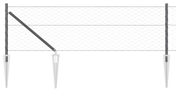 Hexagonální plot s podpěrou 10 x 0,6 m Ocel potažená PVC Šedá 3353194