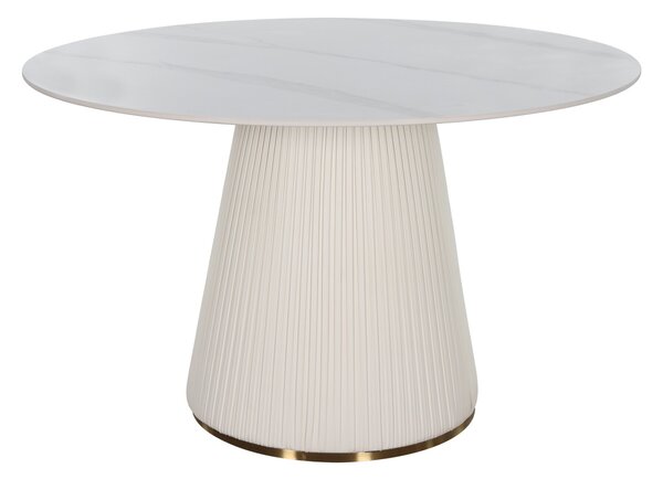 LivinHill Jídelní stůl Modig 120 cm eko kůže ecru/mramor