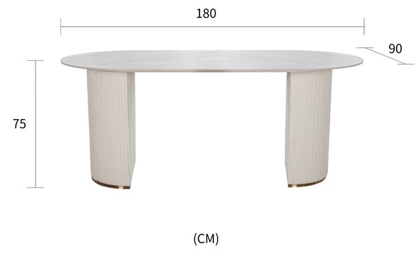 LivinHill Jídelní stůl Modig 180 cm eko kůže ecru/mramor