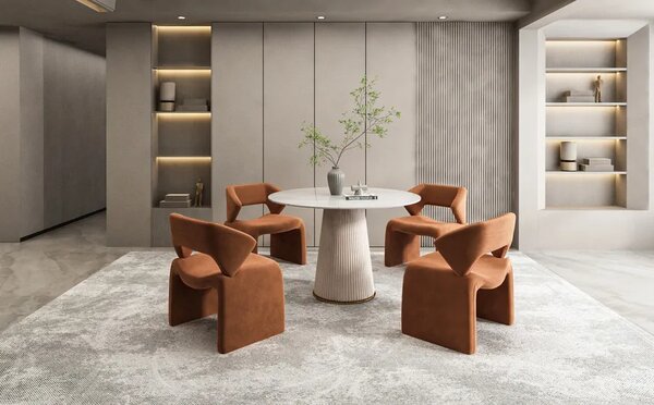 LivinHill Jídelní stůl Modig 120 cm eko kůže ecru/mramor