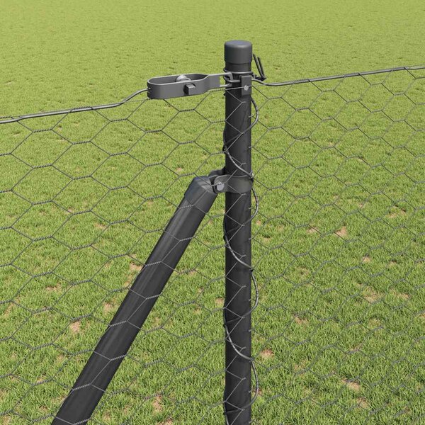 Hexagonální plot s podpěrou 50 x 1,6 m Ocel potažená PVC Šedá 3353289