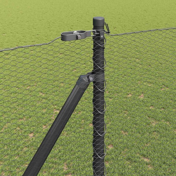 Hexagonální plot s podpěrou 25 x 1,6 m Ocel potažená PVC Šedá 3353251