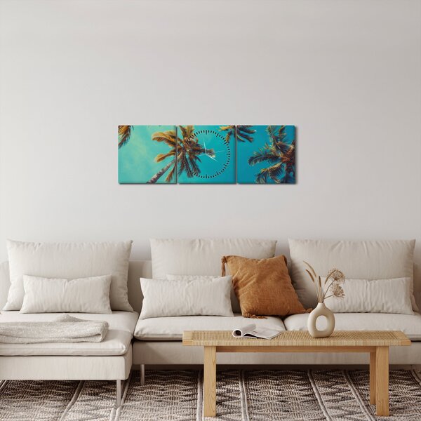 Obraz - Vysoké palmy (s hodinami) (90x30 cm)