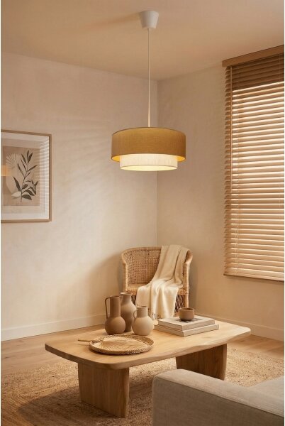 Brilagi - LED Lustr na lanku BOHO ECO 1xE27/10W/230V pr. 40 cm béžová/krémová