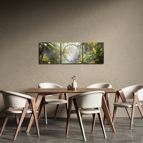 Obraz - Tropický deštný prales (s hodinami) (90x30 cm)
