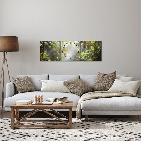 Obraz - Tropický deštný prales (s hodinami) (90x30 cm)