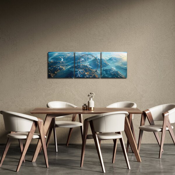 Obraz - Pohled z vesmíru (s hodinami) (90x30 cm)