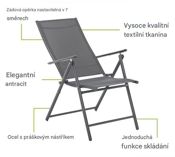 Juskys Sada 2 křesel Calena - antracit