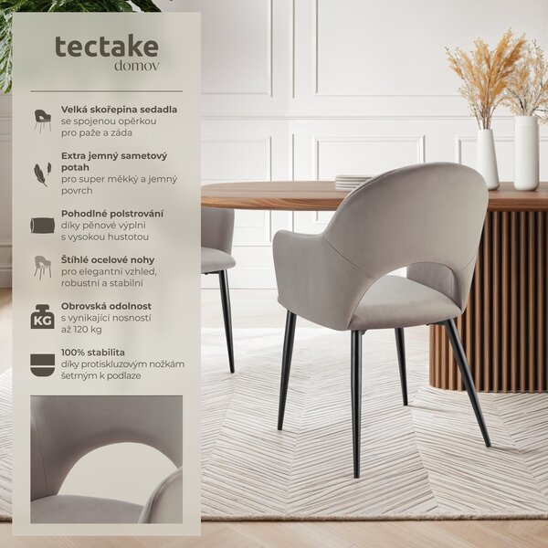 Tectake® Sachel křeslo v sametovém vzhledu, čalouněné 57 x 61,5 x 87,5 cm