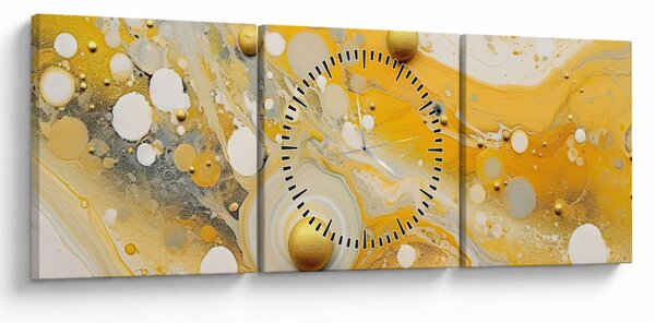 Obraz - Abstraktní pozadí se zlatým dekorem (s hodinami) (90x30 cm)