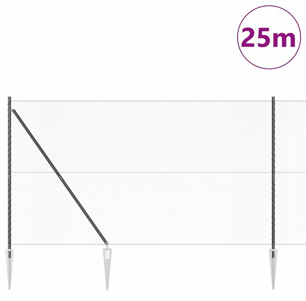 Hexagonální plot s podpěrou 25 x 1,6 m Ocel potažená PVC Šedá 3353251