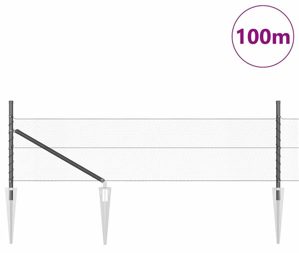 Hexagonální plot s podpěrou 100 x 0,4 m Ocel potažená PVC Šedá 3353291