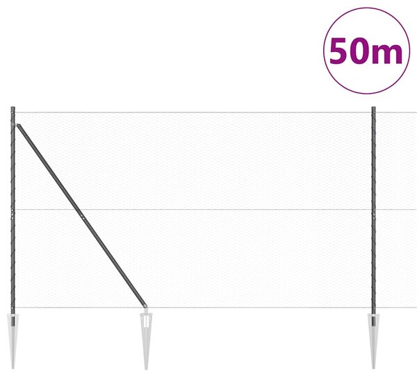 Hexagonální plot s podpěrou 50 x 1,6 m Ocel potažená PVC Šedá 3353288